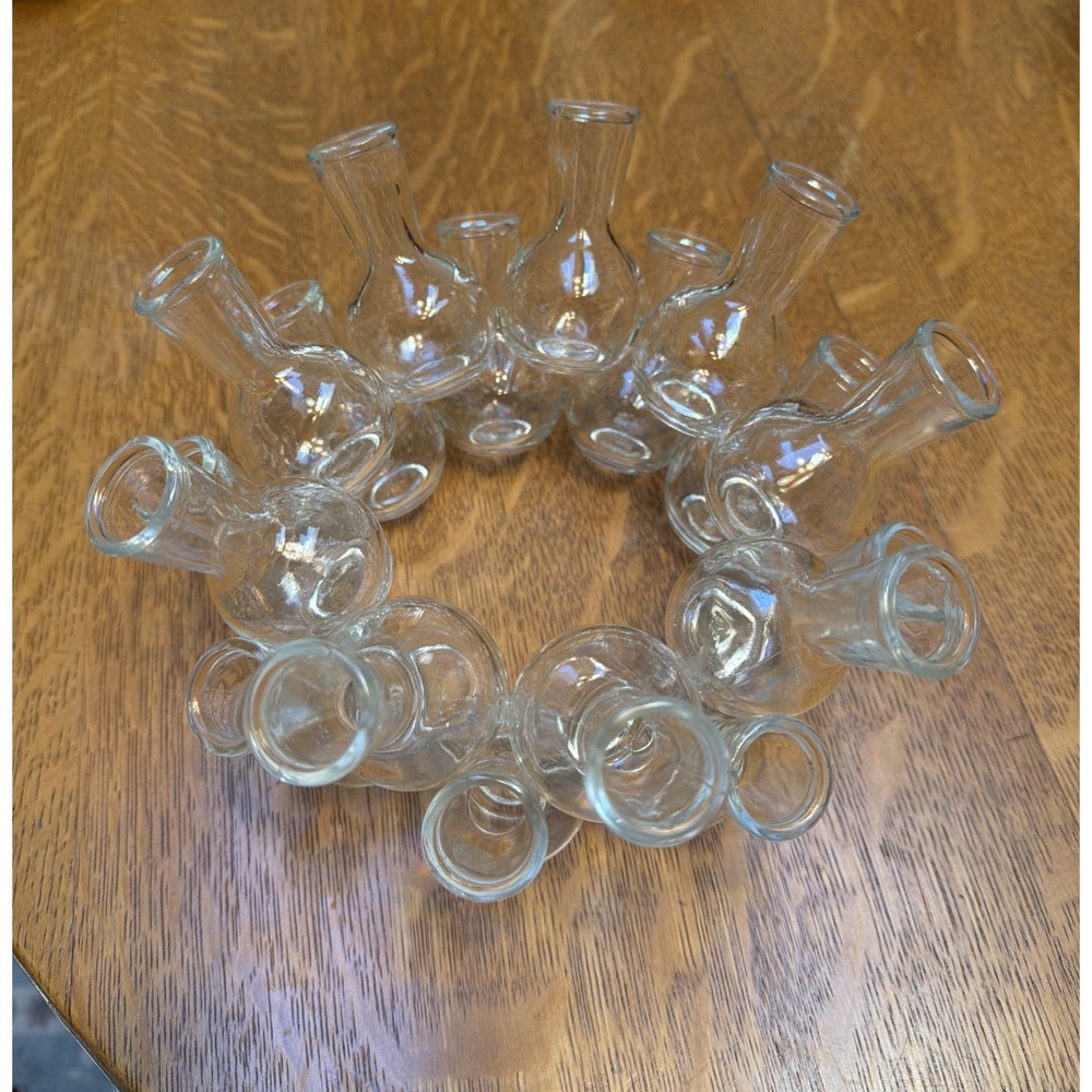 Vintage Clear Glass Plant Propagation Station Stacked Cluster Ring, 18 Bud Vase